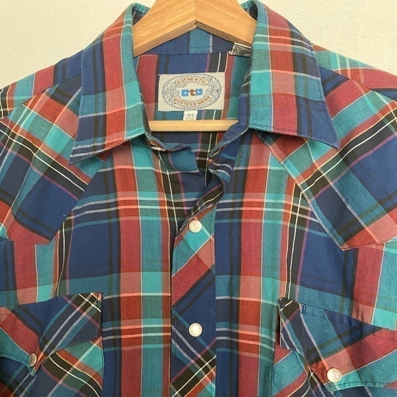 VINTAGE AUTHENTIC WESTERN WEAR PEARL BUTTON DOWN SHIRT SIZE 16.5  34/35 - Picture 2 of 8